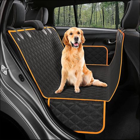 Housse de siège arrière pour chien imperméable, résistante aux rayures et antidérapante, de couleur orange. (1/5)