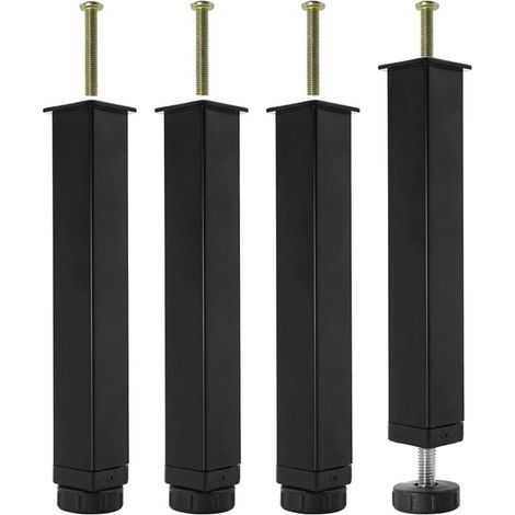 Lot de 4 Pieds pour Sommier à Lattes Métal Pied de Lit à Visser,Hauteur réglable de 0-20 mm,Pied pour Sommier Liaison Pied de Support de Lit Pieds de Meubles sans Perçage (25 cm) (1/4)