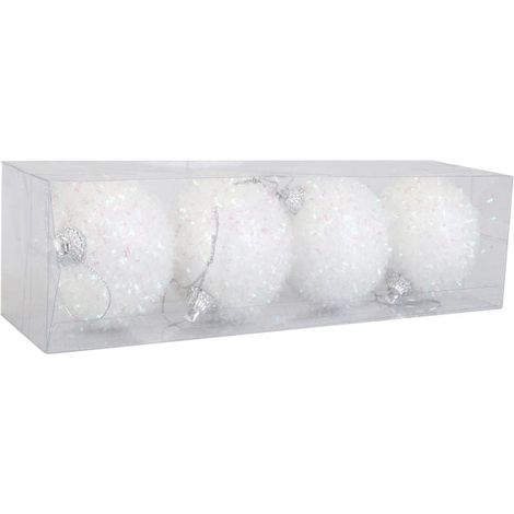 Set di 4 palline di polistirolo con capelli opalescenti, 6 cm (1/3)