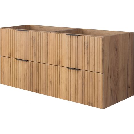 Meuble vasque, Chêne Craft / Noir + poignée noire, 100 (80 + 20) × 77 × 46 cm + Plan de travail, pieds noirs (1/5)