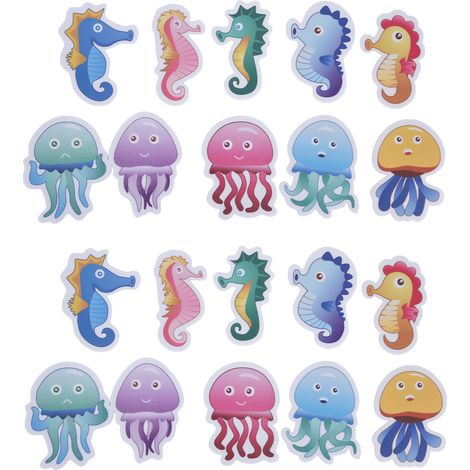 Lot de 2 autocollants de baignoire antidérapants pour salle de bain, déco murale animaux marins pour chambre d'enfant, adhésifs sans glisse.