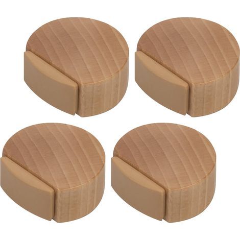 Butée de Porte Adhesive - Arrêt de Porte en Bois pour Sol et Parquet - Stop Porte Adhésif - Butoir de Porte Discret et élégant - Lot de 4 (Hêtre) (1/5)