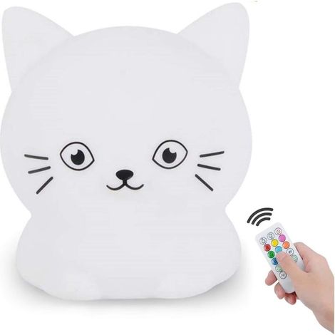 Veilleuse chaton en silicone pour enfant, lampe de chevet bébé avec intensité réglable, éclairage doux décoratif pour chambre enfant (1/5)