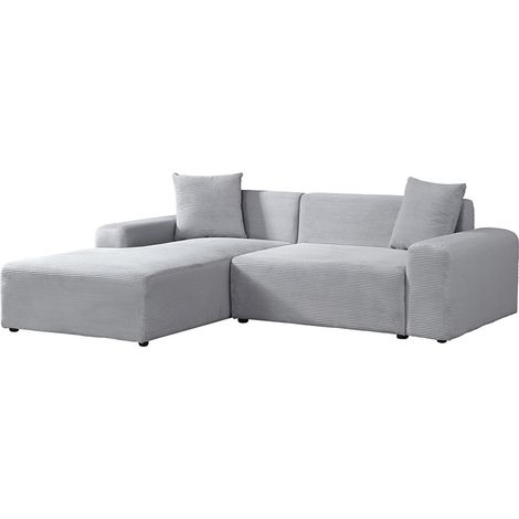 HOME DELUXE Ecksofa AMELIO Cord - Grau Links - 240 x 178 cm I Modernes Wohnzimmer-Sofa mit Ottomane  ecksofa cord, cord ecksofa modern, ecksofa cord stoff