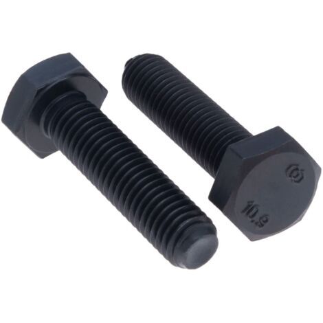M10x40 Boulons à tête hexagonale, acier à haute résistance, boulons hexagonaux noirs, vis à capuchon pour la construction métallique, machines, bricolage Class 10.9 DIN933 10mm x 40mm (10 pack)