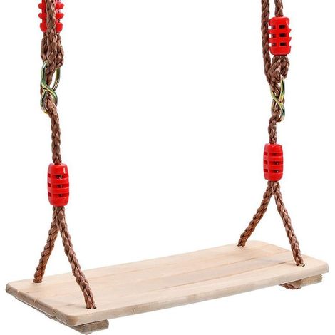 Balançoire en Bois pour Enfants et Adultes - Siège Suspendu Intérieur et Extérieur (1/5)