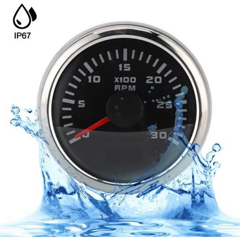 1 Tachymètre 52mm LCD 3000RPM Étanche, Pointeur Pas à Pas, Affichage Heure, pour Moto Voiture Hors-bord (1/4)