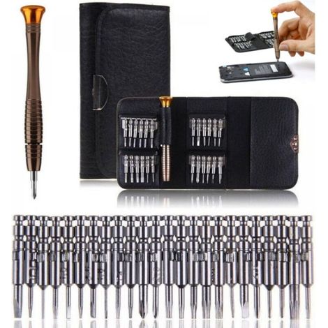 25-in-1 Mini-Präzisionsschraubendreher-Set, Reparaturwerkzeug für Laptops, Uhren, Schmuck, Spielzeug, Brillen usw., Set mit Lederetui