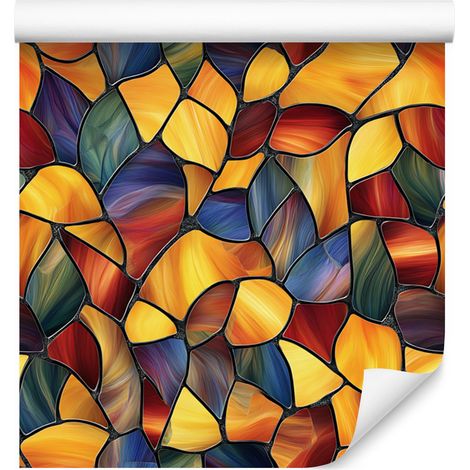 Papier peint vitrail or, orange et rouge 50x1000 cm (1/5)