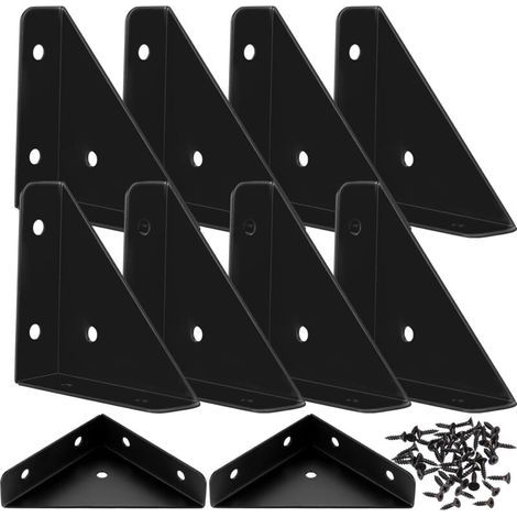 10 Pcs Connecteurs d'Angle Universels, Équerres d'Angles, Support d'Angle Triangulaires en Métal Noir, Connecteurs de Meubles en Bois, pour Meubles Armoires Chaises Tables de Connexion (1/5)