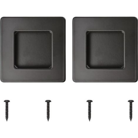 Confezione da 2 maniglie a incasso per porte scorrevoli da 70 mm (2-3/4") in acciaio inossidabile con foro laterale quadrato per cassetti, armadi, credenze e mobili, nero opaco (1/5)