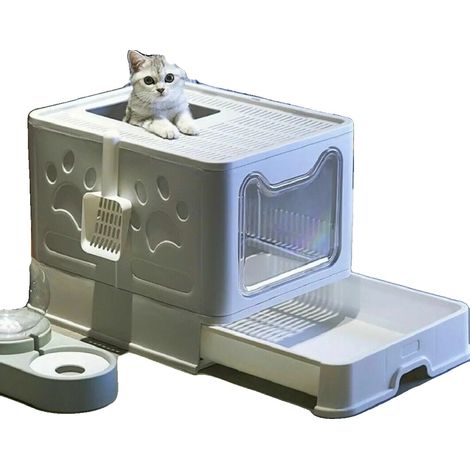 Bac à Litière pour Chats, Design à Entrée Supérieure, Caractéristiques Faciles à Nettoyer (1/5)