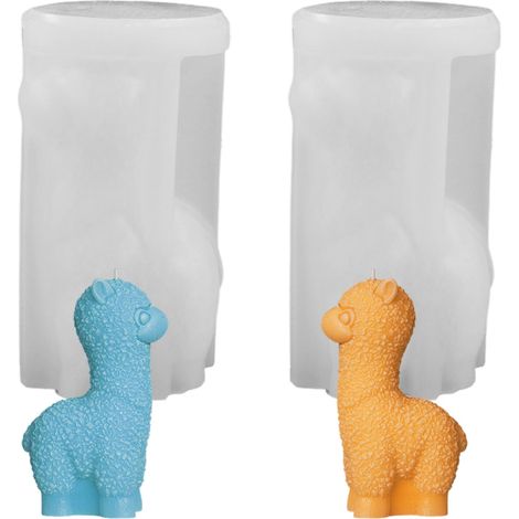 Lot de 2 moules en silicone alpaga 3D - Moule à bougie en silicone - Moule à savon fait à la main - Statue d'animal - Décoration de gâteau, savon, plâtre, artisanat (1/5)