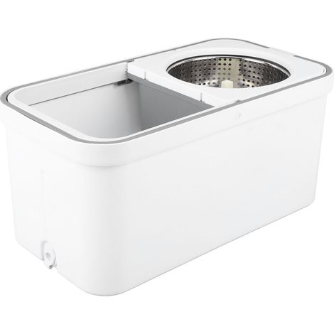 Seau à serpillière avec essoreuse rotative à 360° et 2 lingettes en microfibre pour sols en bois dur et carrelage. (1/5)
