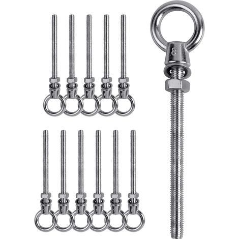 12 PCs Boulon à œil , Boulon à œil M8 x 80mm , Anneau de levage M8, Boulon à œil en acier inoxydable 304 , Crochet à visser Boulon à œil M8 (1/5)