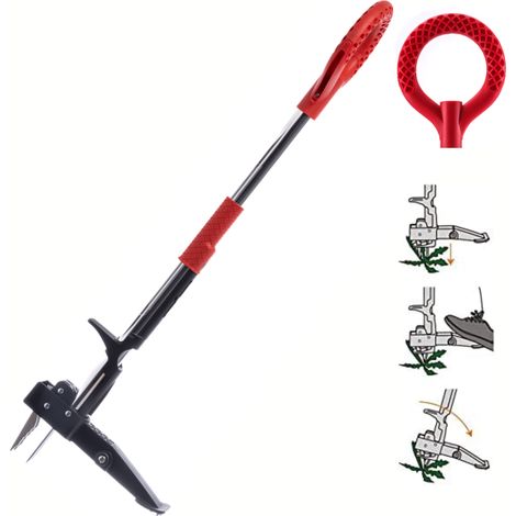 RootSlayer - VENTEO - Extractor de malas hierbas con pedal - Acero inoxidable - Garras y pedales para desenterrar raíces - Herramienta manual para desherbar el jardín