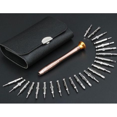Tournevis Précision Mini 25 en 1 Kit de Tournevis Précision Outils de Réparation, Tournevis Outils Set étui en Cuir pour iphone, Portable, Laptop, Montre, Jouets, Lunettes, Bijoux etc (1/4)