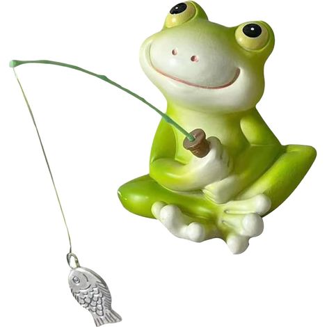 Décor de Jardin Grenouille - Figurine Animaux Pêche en Résine - Statuettes (1/5)