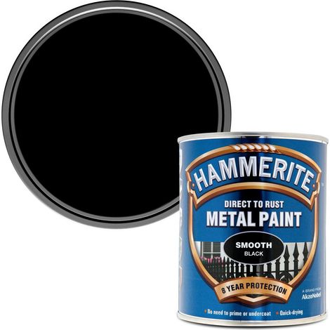 Hammerite Black 750ml Smooth Direct-to-Rust Metal Paint for a Durable Finish