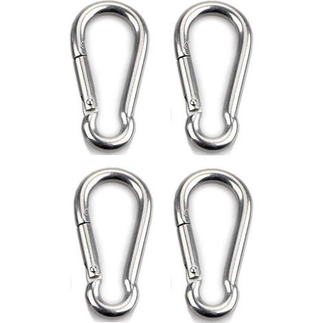 Mousqueton à fixation 4 pièces pour usage intensif, sports, chiens de verrouillage, hamac à balançoire, acier inoxydable 304, épaisseur 8 mm-AIMOONSA