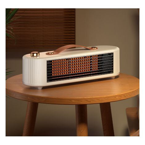 Radiateur soufflant céramique PTC 800W, Mini chauffage d'appoint de bureau portable 220V, 2 niveaux de réglage, commande par bouton rotatif, silencieux ≤36dB, protections contre surchauffe (1/5)