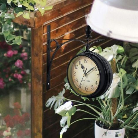 Horloge murale double face rétro - ZOR - Double surface en verre - Support élégant - Intérieure et extérieure (1/4)