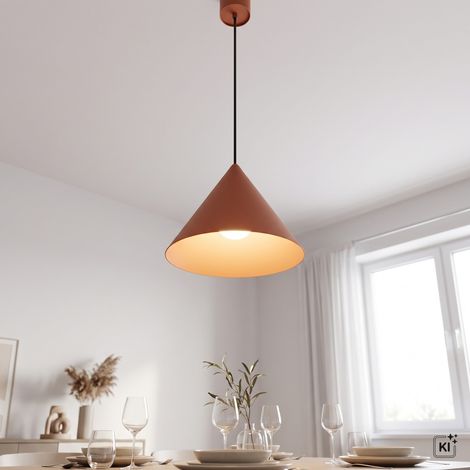Pendelleuchte Metall D: 205 cm Kegel Schirm H: max. 130 cm Terrakotta Modern GU10 Hängelampe (1/5)