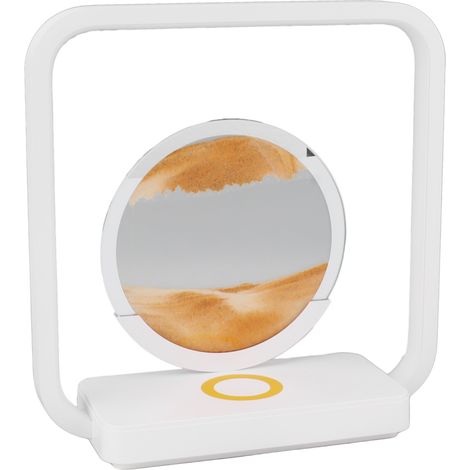Lampe de sable mouvant 3D avec chargeur sans fil USB, sablier liquide lumineux, gradation tactile sans palier, lampe de bureau jaune (1/5)