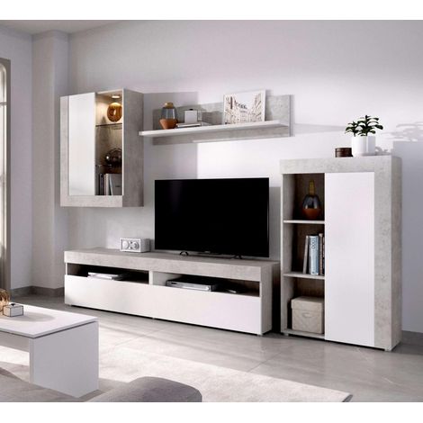 Mueble salón Villatorres cemento/blanco 180 cm(alto)265 cm(ancho)42 cm(largo) (1/4)