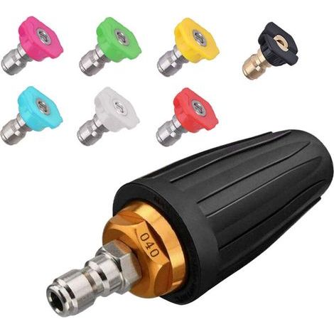 Buse turbo pour nettoyeur haute pression, buse rotative et 7 pointes, raccord rapide 1/4', 4000 Psi, Noir, (406689) (1/5)