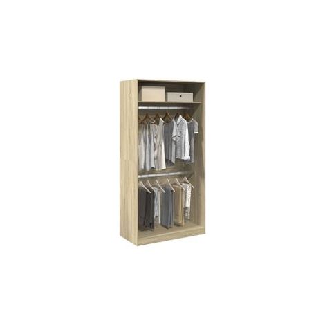 Les Tendances – Armoire dressing 2 penderies 1 étagère 100cm – Bois d’ingénierie résistant à l’humidité – Style épuré pour petits espaces (1/5)