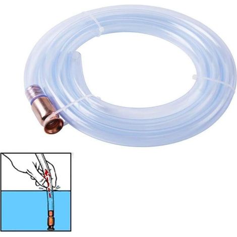 Tubo di sifone automatico con pompa a scuotimento per acqua, trasferimento di liquidi, pompa autoadescante, tubo flessibile da 180 cm (1/4)