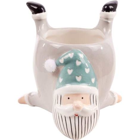 ARPIMEX Pot Babbo Natale Ceramica 10,5 x 10,5 x 10,5 Cm Bianco