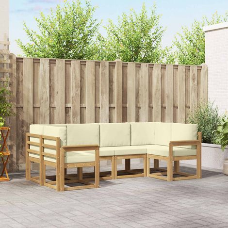 Teenpull – Outdoor-Sofagarnitur 6 Stk. Weiß und Creme (1/5)