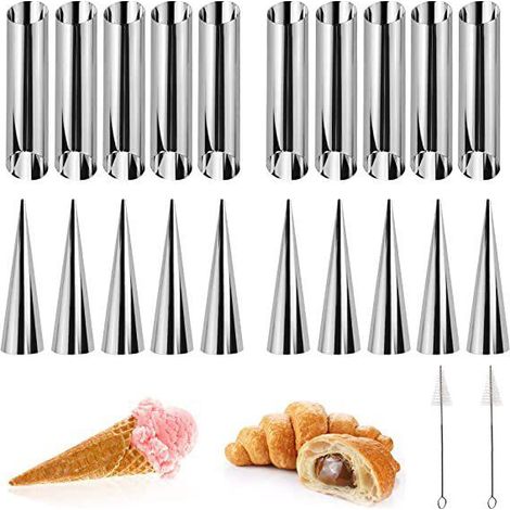 Lot de 22 moules à croissants en acier inoxydable, tubes creux pour cannoli et brioches, idéal pour pâtisserie (1/5)