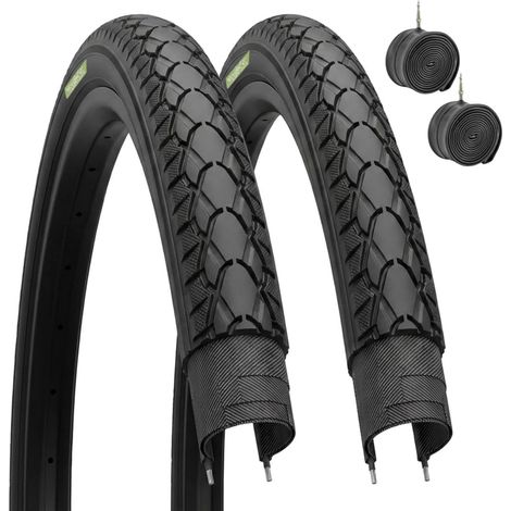 2 COPERTONI NERI 28 x 1 1/2 (40-635) + CAMERE D'ARIA PNEUMATICI STRADALI BICICLETTA CITY BIKE BICI TREKKING 28 POLLICI (1/5)