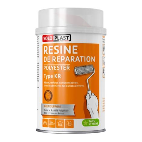 Soloplast – Résine anaérobie KR avec durcisseur – 1 kg – Adhérence sur métaux et bois – Pour réparations avec fibre de verre
