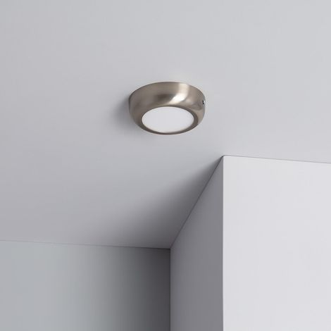 Plafoniera LED 6W Circolare Metallo Ø120 mm Design Argento 3000K Bianco Caldo