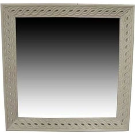 Wandspiegel - HOME ESPRIT - Romantisch - Mangoholz - Weiß - 92 x 92 cm
