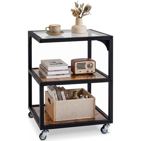 COSTWAY Tavolino da Salotto con 3 Ripiani, 40 x 40 x 55 cm (1/5)