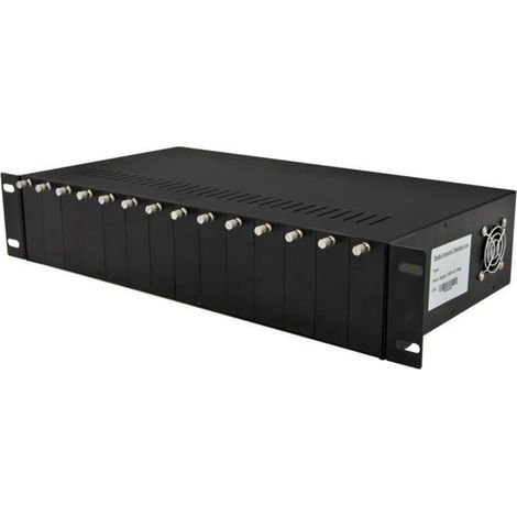 Allnet ALL-MCS014, chasis convertidor de medios de 14 ranuras, diseño para montaje en bastidor de 19 pulgadas, fuente de aliment (1/3)