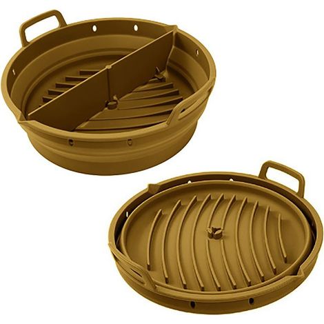 Moule airfryer pliable en silicone - POINT VIRGULE - 20x20x9 cm - Marron - Compatible airfryer