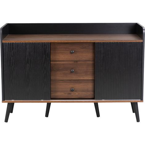 Buffet 3 tiroirs 117,5x40x80 cm, meuble de rangement en bois moderne pour salon et chambre, étagères intégrées