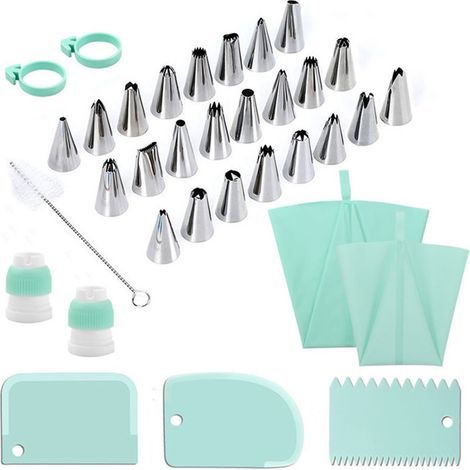 Poche a Douille Pâtisserie, Professionnelle Glaçage Crème Poche Douille En Silicone, Outils De Cuisson -34Pcs Set (1/4)