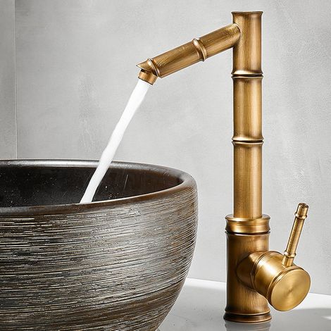 Robinet de lavabo, laiton, surélevé, monotrou, eau chaude/froide (1/5)