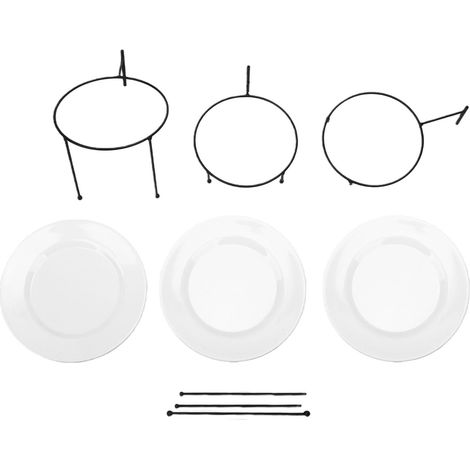 Support à pizza à 3 niveaux, présentoir réglable en métal noir avec assiettes lavables au lave-vaisselle pour les fêtes, desserts et restauration (1/5)