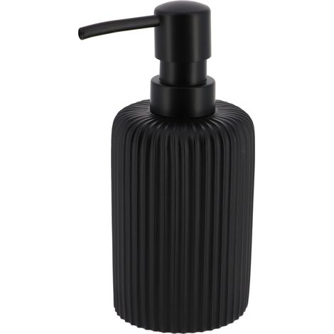Distributeur a savon arrondi strie polyresine 230 ml - noir - Tendance (1/3)