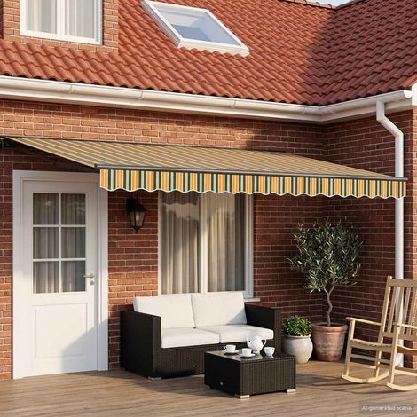 vidaXL Auvent rétractable électrique Vert, Jaune, Anthracite 4 × 3 m