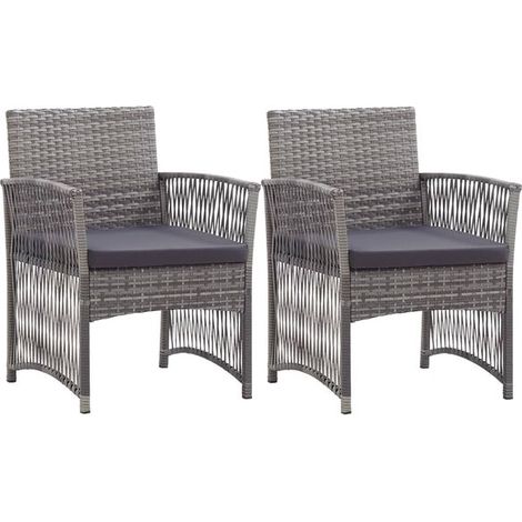 Lot de 2 Fauteuils de Jardin avec Coussins, Chaises en Résine Tressée Gris Charbon, Mobilier d'Extérieur Confortable (1/5)