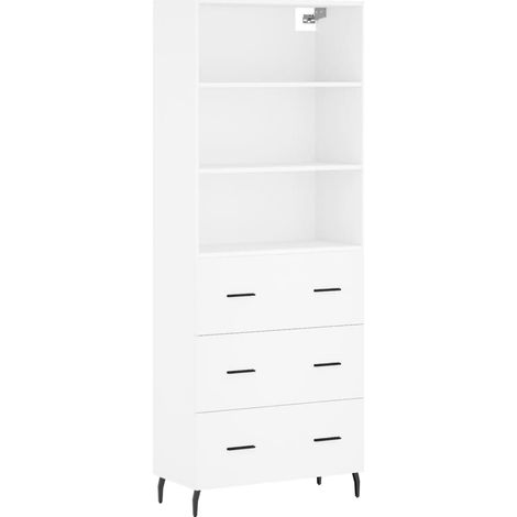 Aparador cómoda mueble de almacenaje organizador cocina salón salón alto 695 x 34 x 180 cm madera de ingeniería blanco 020032554